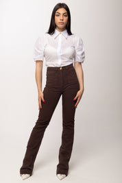 Elisabetta Franchi Camicia Maniche Corte con Apertura Sul Retro CA11961E2 BIANCO