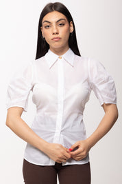 Elisabetta Franchi Camicia Maniche Corte con Apertura Sul Retro CA11961E2 BIANCO