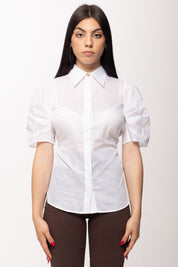 Elisabetta Franchi Camicia Maniche Corte con Apertura Sul Retro CA11961E2 BIANCO