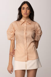 Elisabetta Franchi Camicia Maniche Corte con Apertura Sul Retro CA11961E2 NUDE