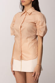 Elisabetta Franchi Camicia Maniche Corte con Apertura Sul Retro CA11961E2 NUDE