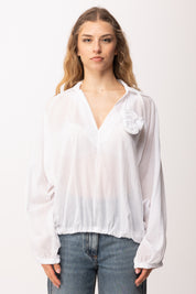 Imperial Camicia Morbida con Fiore Applicato COT8LWQ OFF WHITE