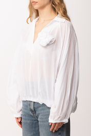 Imperial Camicia Morbida con Fiore Applicato COT8LWQ OFF WHITE