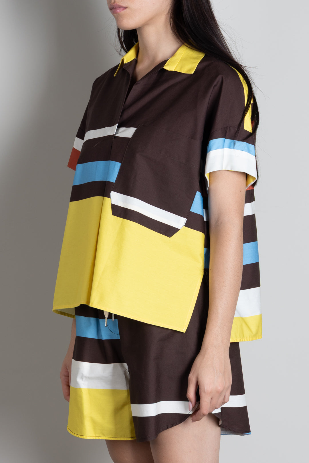 Vicolo Camicia Multicolor con Fantasia Geometrica TAB2902 MORO/GIALLO