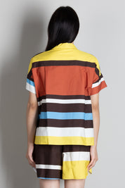 Vicolo Camicia Multicolor con Fantasia Geometrica TAB2902 MORO/GIALLO