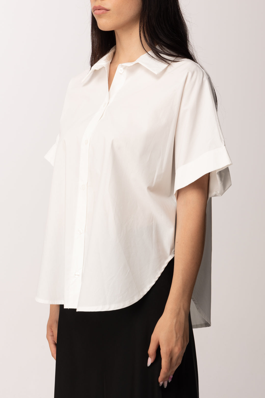 Khloe Femme Camicia Over a Maniche Corte H4974-C3 BIANCO