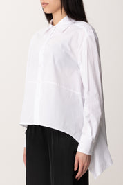Manila Grace Camicia Over con Fondo Asimmetrico C065CU BIANCO OTTICO