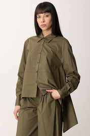 Manila Grace Camicia Over con Fondo Asimmetrico C065CU FORESTA