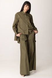 Manila Grace Camicia Over con Fondo Asimmetrico C065CU FORESTA