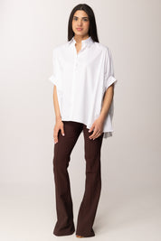 Hanita Camicia Over con Manica Arricciata H.C689.4957 BIANCO