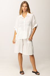 Khloe Femme Camicia Over con Maniche Arrotolate BIANCO