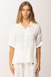 Khloe Femme Camicia Over con Maniche Arrotolate BIANCO