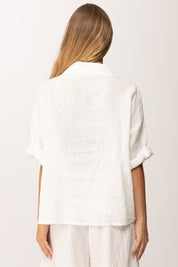 Khloe Femme Camicia Over con Maniche Arrotolate BIANCO
