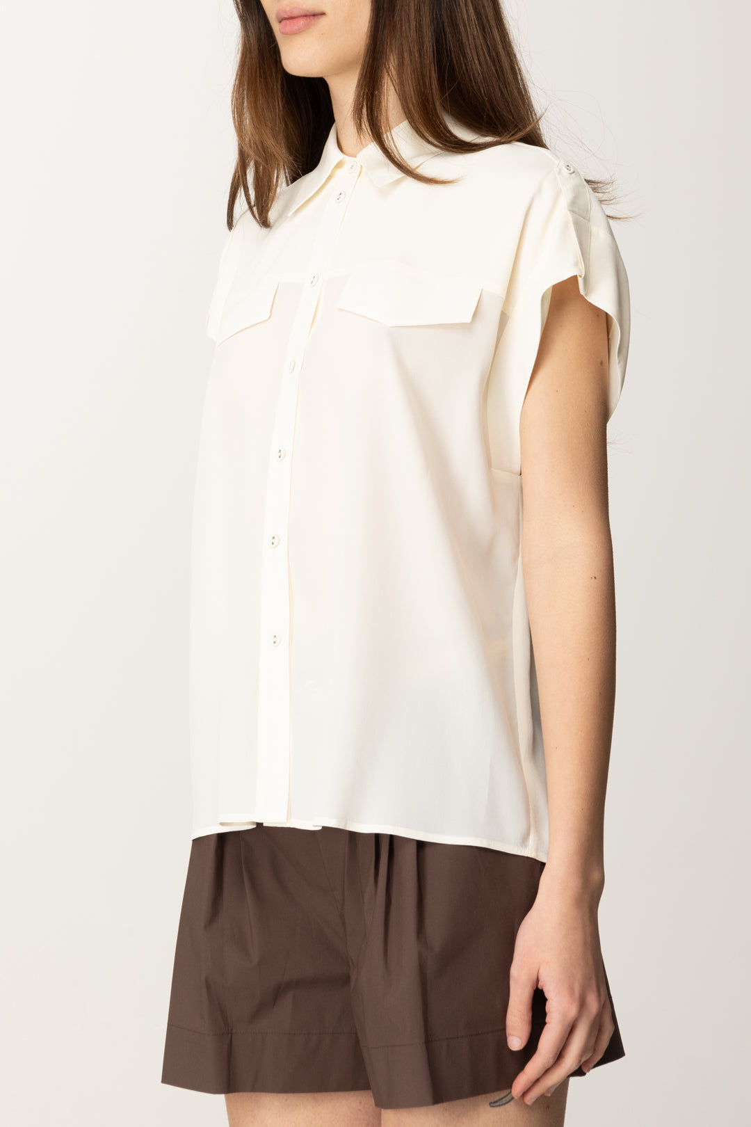 Twin-set Camicia Over In Misto Seta 251TP2501 NEVE