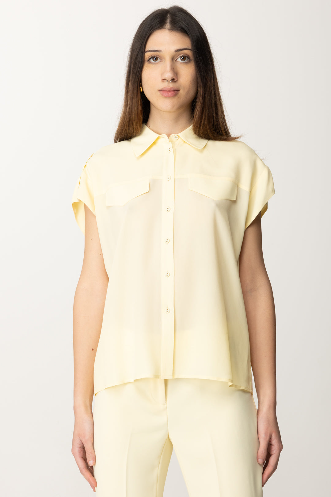 Twin-set Camicia Over In Misto Seta 251TP2501 VANILLA