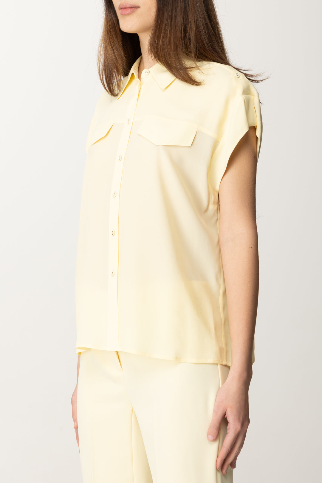 Twin-set Camicia Over In Misto Seta 251TP2501 VANILLA