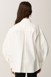 Elisabetta Franchi Bambina Camicia Over In Popeline con Logo Sui Polsi EFCA2700CA235 AVORIO/NERO