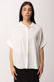 Khloe Femme Camicia Over Manica Corta Fluida A6309-M1 BIANCO