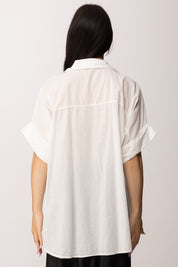 Khloe Femme Camicia Over Manica Corta Fluida A6309-M1 BIANCO