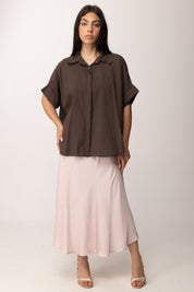 Khloe Femme Camicia Over Manica Corta Fluida A6309-M1CACAO