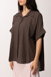 Khloe Femme Camicia Over Manica Corta Fluida A6309-M1CACAO