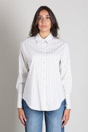 Patrizia Pepe Camicia Relaxed Fit In Cotone Stretch 8C0334 C0254 ONYX GRAY STRIPES