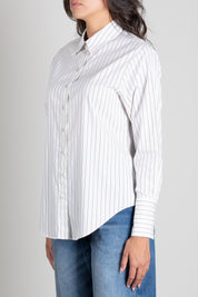 Patrizia Pepe Camicia Relaxed Fit In Cotone Stretch 8C0334 C0254 ONYX GRAY STRIPES