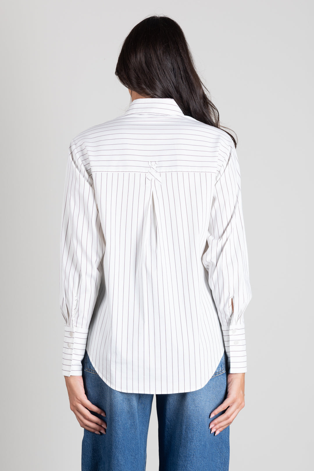 Patrizia Pepe Camicia Relaxed Fit In Cotone Stretch 8C0334 C0254 ONYX GRAY STRIPES