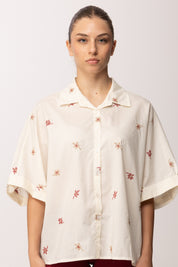 Khloe Femme Camicia Ricamata con Maniche Ampie 26107A BEIGE