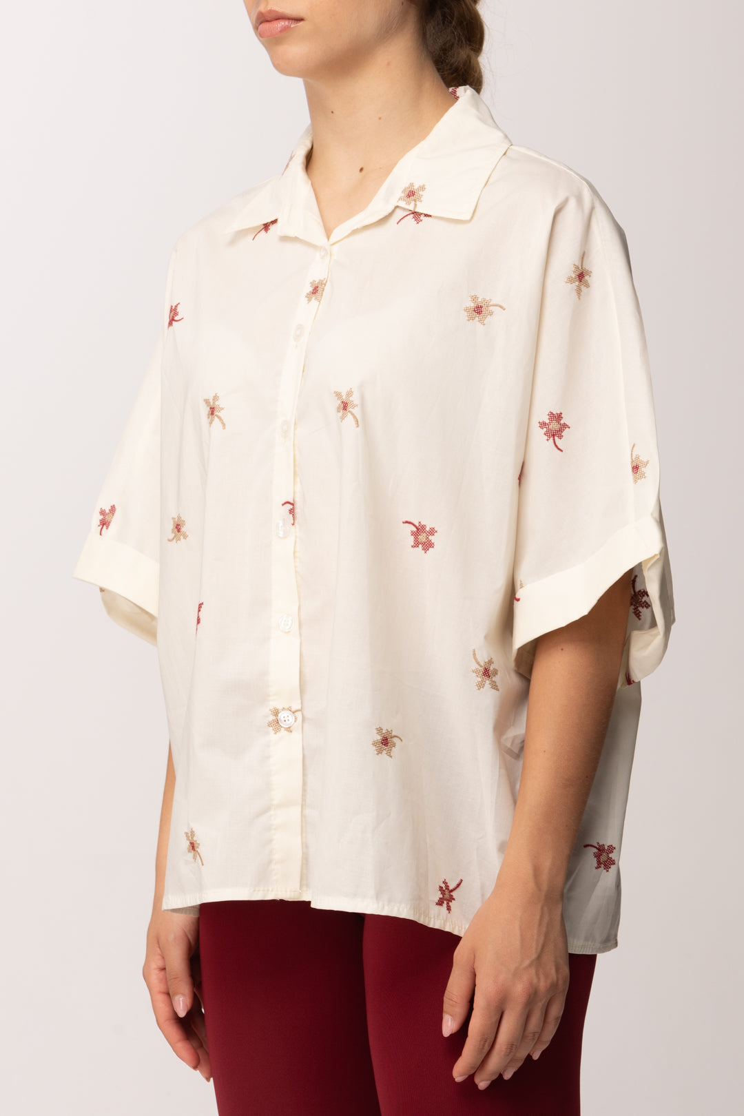 Khloe Femme Camicia Ricamata con Maniche Ampie 26107A BEIGE
