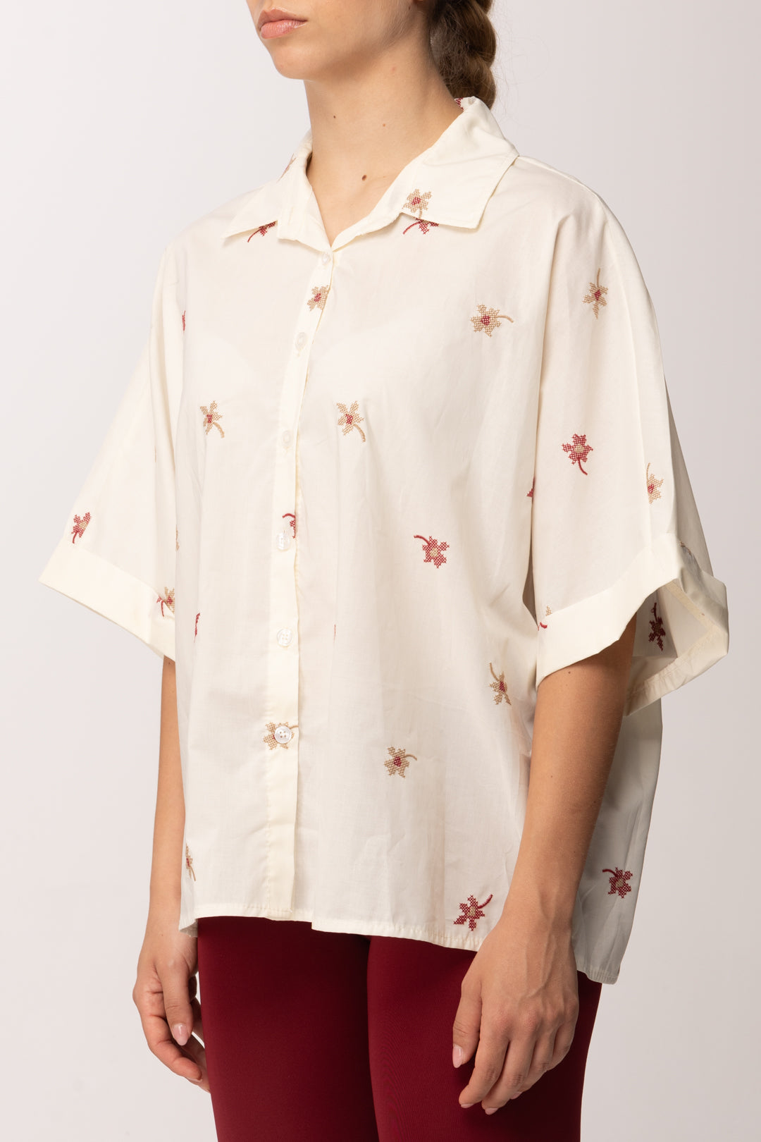 Khloe Femme Camicia Ricamata con Maniche Ampie 26107A BEIGE
