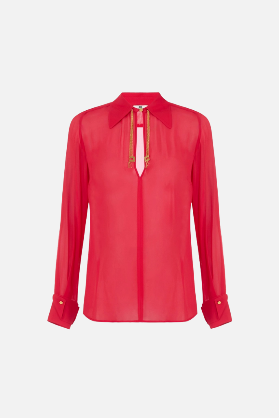 Elisabetta Franchi Camicia Scollo a Goccia con Loghi Gioiello CA19466E2 RED PASSION
