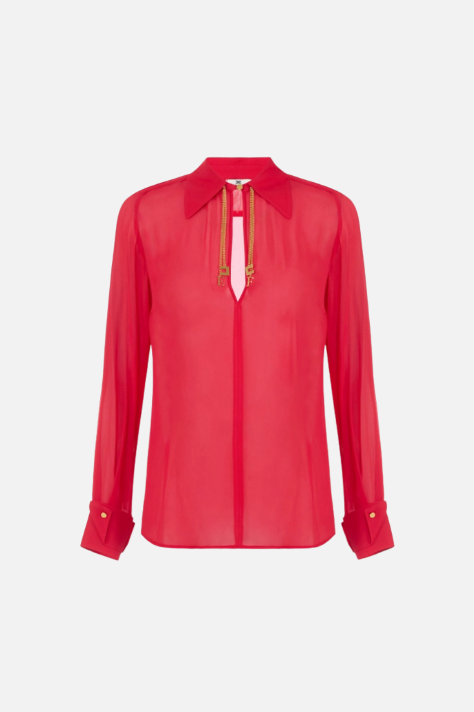 Elisabetta Franchi Camicia Scollo a Goccia con Loghi Gioiello CA19466E2 RED PASSION