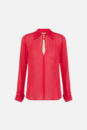 Elisabetta Franchi Camicia Scollo a Goccia con Loghi Gioiello CA19466E2 RED PASSION