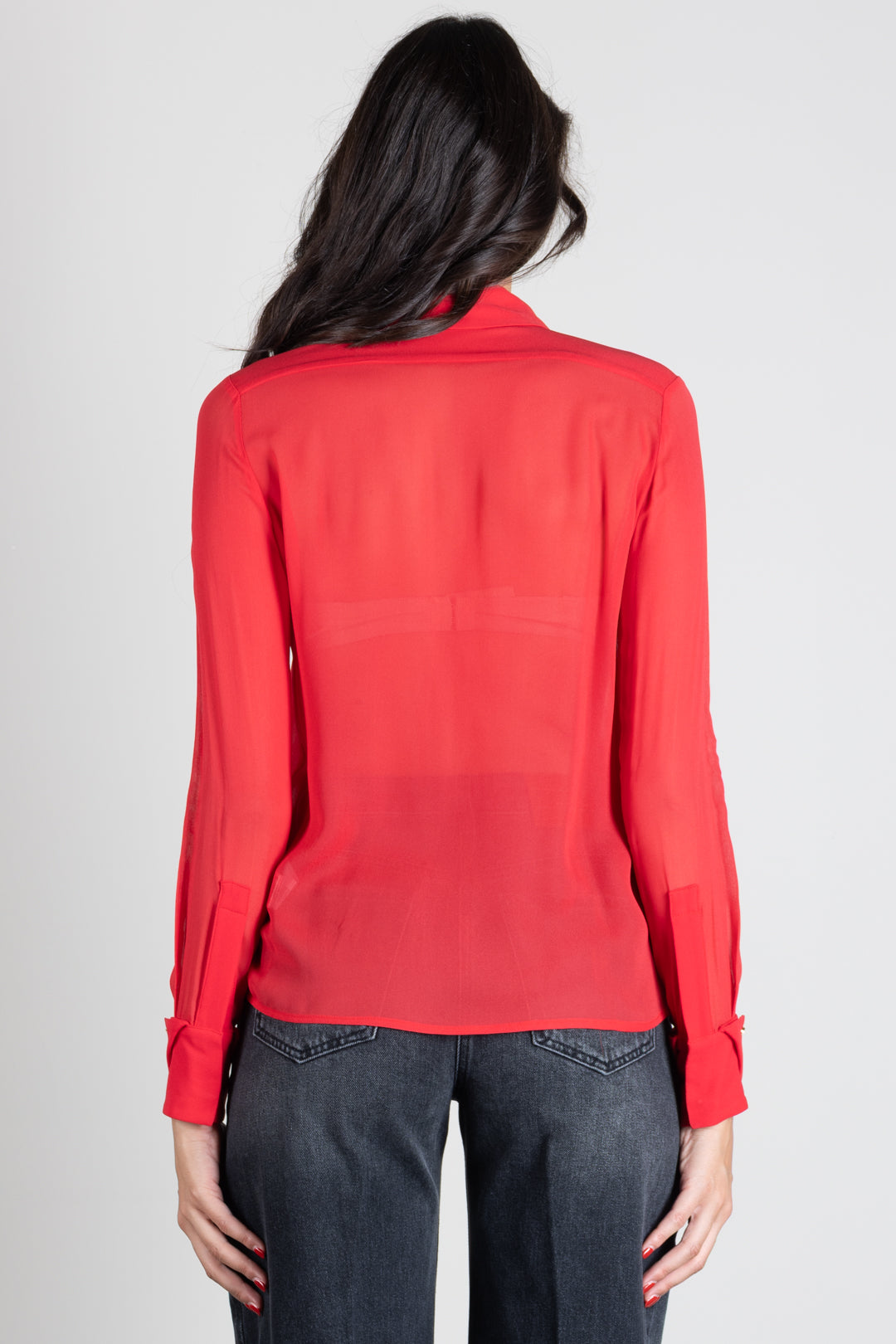 Elisabetta Franchi Camicia Scollo a Goccia con Loghi Gioiello CA19466E2 RED PASSION