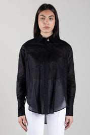 Elisabetta Franchi Camicia Semitrasparente con Maxi Logo Ricamato CA18467E2 NERO