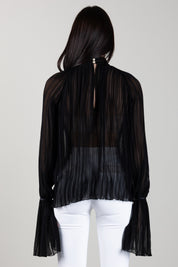 Elisabetta Franchi Camiciai In Crêponne Plissé con Fiocco In Raso CA21167E2 NERO