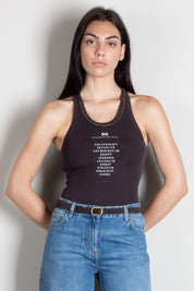 Elisabetta Franchi Canotta a Coste con Catena e Scritta TK10B66E2 DARK CHOCOLATE/NERO/