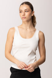 Patrizia Pepe Canotta a Costine con Logo Lettering 2M4523 J407 BIANCO
