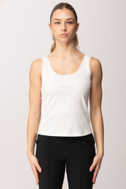 Patrizia Pepe Canotta a Costine con Logo Lettering 2M4523 J407 BIANCO
