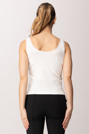 Patrizia Pepe Canotta a Costine con Logo Lettering 2M4523 J407 BIANCO