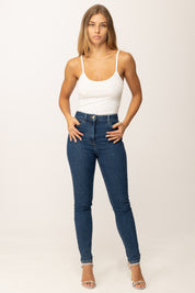 Khloe Femme Canotta Basica a Costine BIANCO