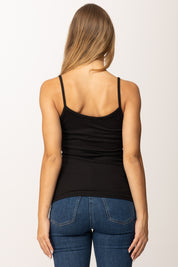 Khloe Femme Canotta Basica a Costine NERO