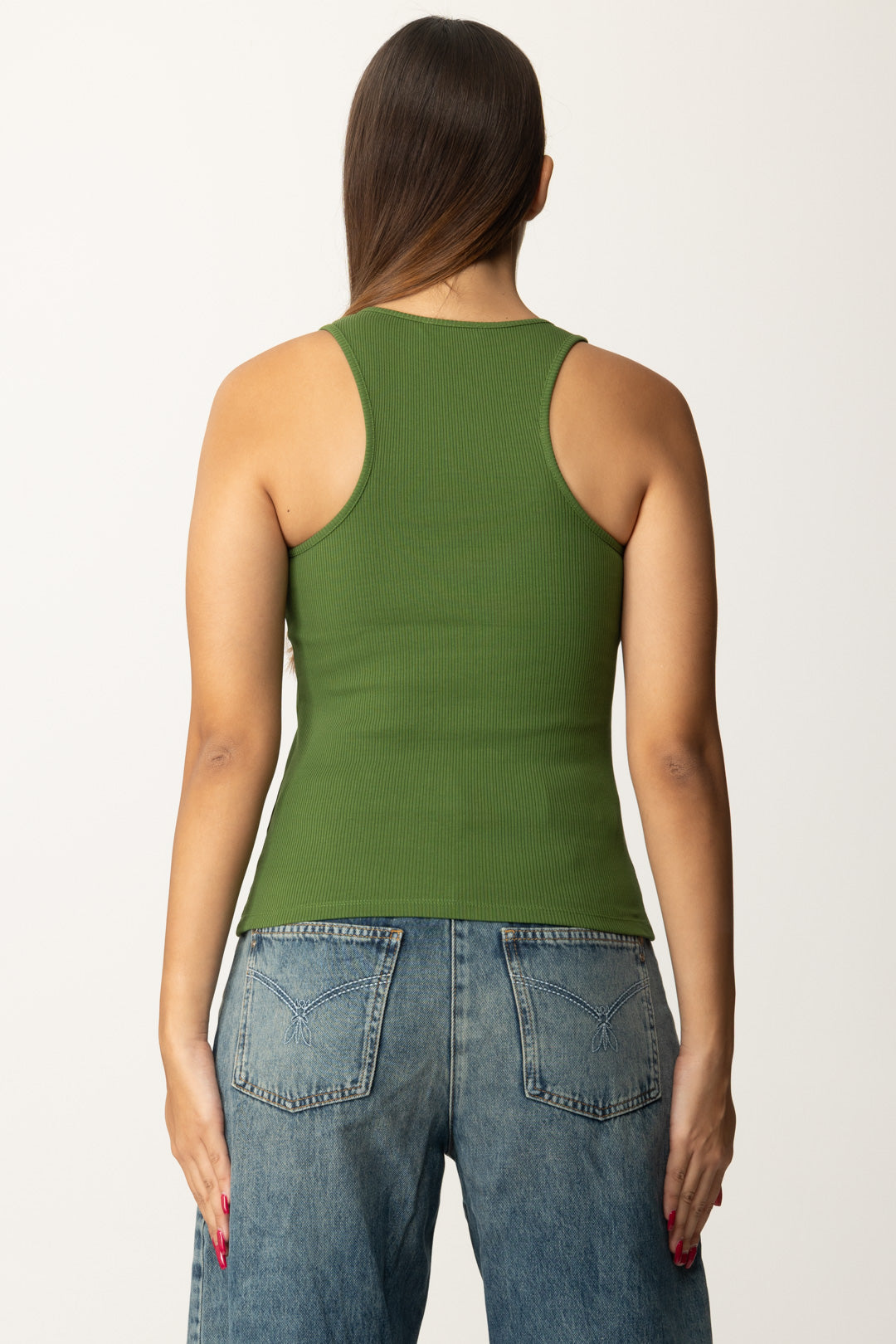 Patrizia Pepe Canotta Basica con Logo Lettering 8M1617 J216 GREEN GARDEN