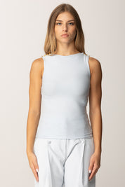 Elisabetta Franchi Canotta In Cupro con Bottoni Sulle Spalle CN00156E2 STARLIGHT