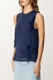 Elisabetta Franchi Canotta In Jersey con Fiocchi CN00351E2 OLTREMARE