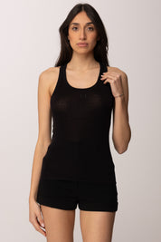 Elisabetta Franchi Canotta In Jersey Leggero con Logo Ricamato CN77B61E2 NERO