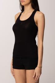 Elisabetta Franchi Canotta In Jersey Leggero con Logo Ricamato CN77B61E2 NERO