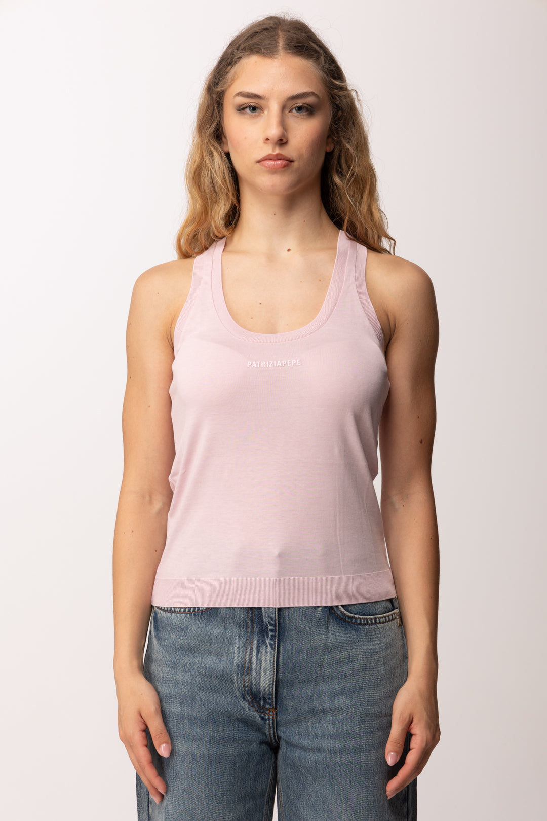 Patrizia Pepe Canotta In Lyocell con Logo Frontale 2M4543 J419 SHELL LILAC