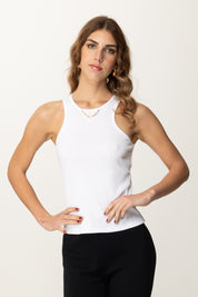 Twin-set Canotta In Maglia Aderente con Catena 251TT2400 BIANCO OTTICO